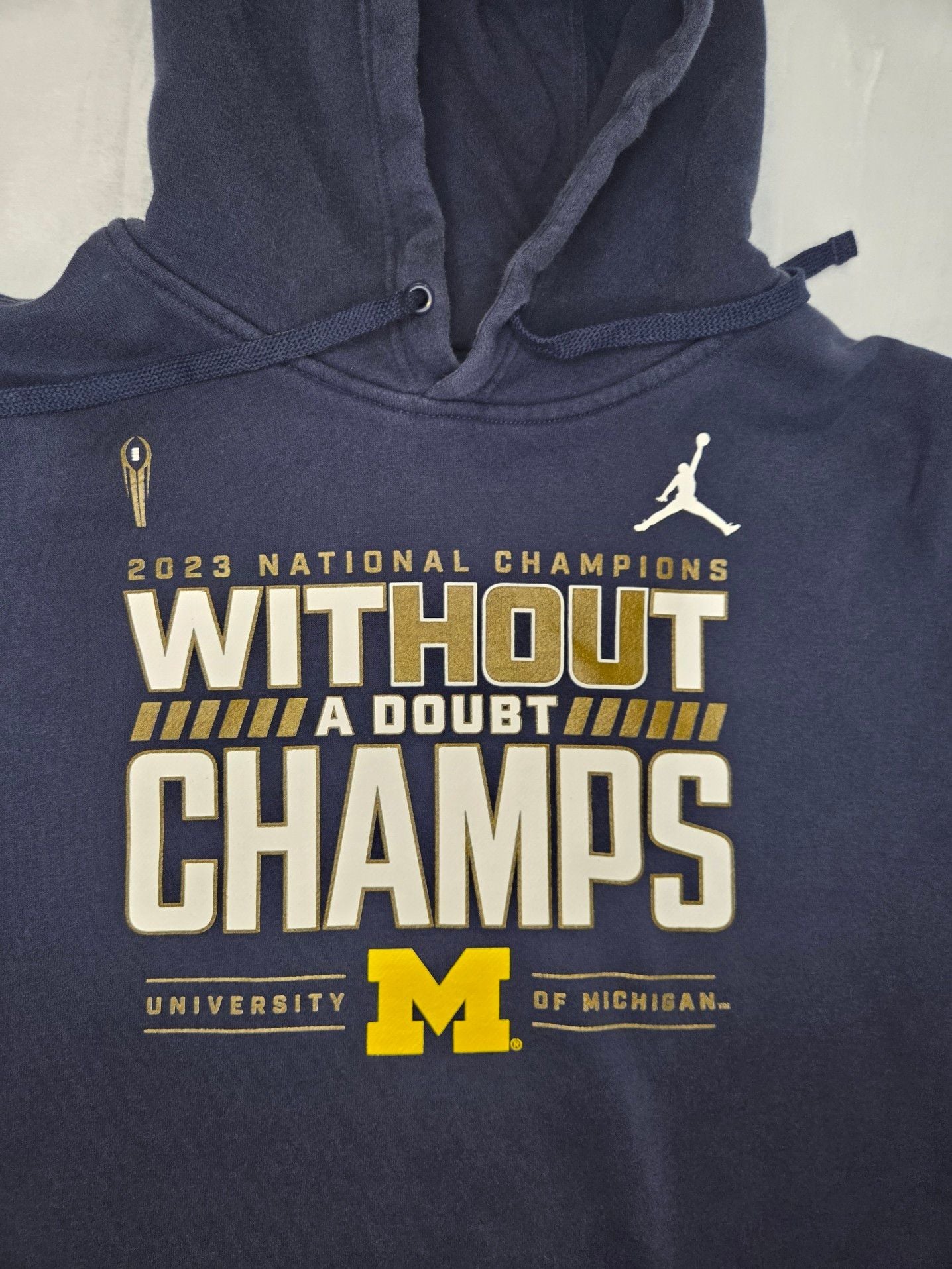 Nike Jordan Michigan Wolverines 2023 National Champions Navy Hoodie Men's Size Large 3