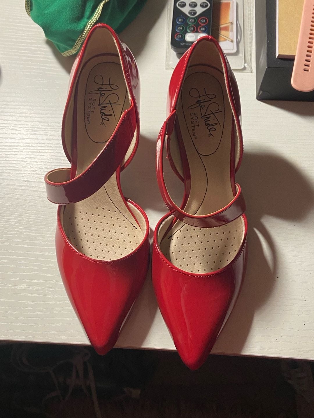 LifeStride Suki Fire Red Patent Pointed Toe Mary Jane D'Orsay Pumps 3
