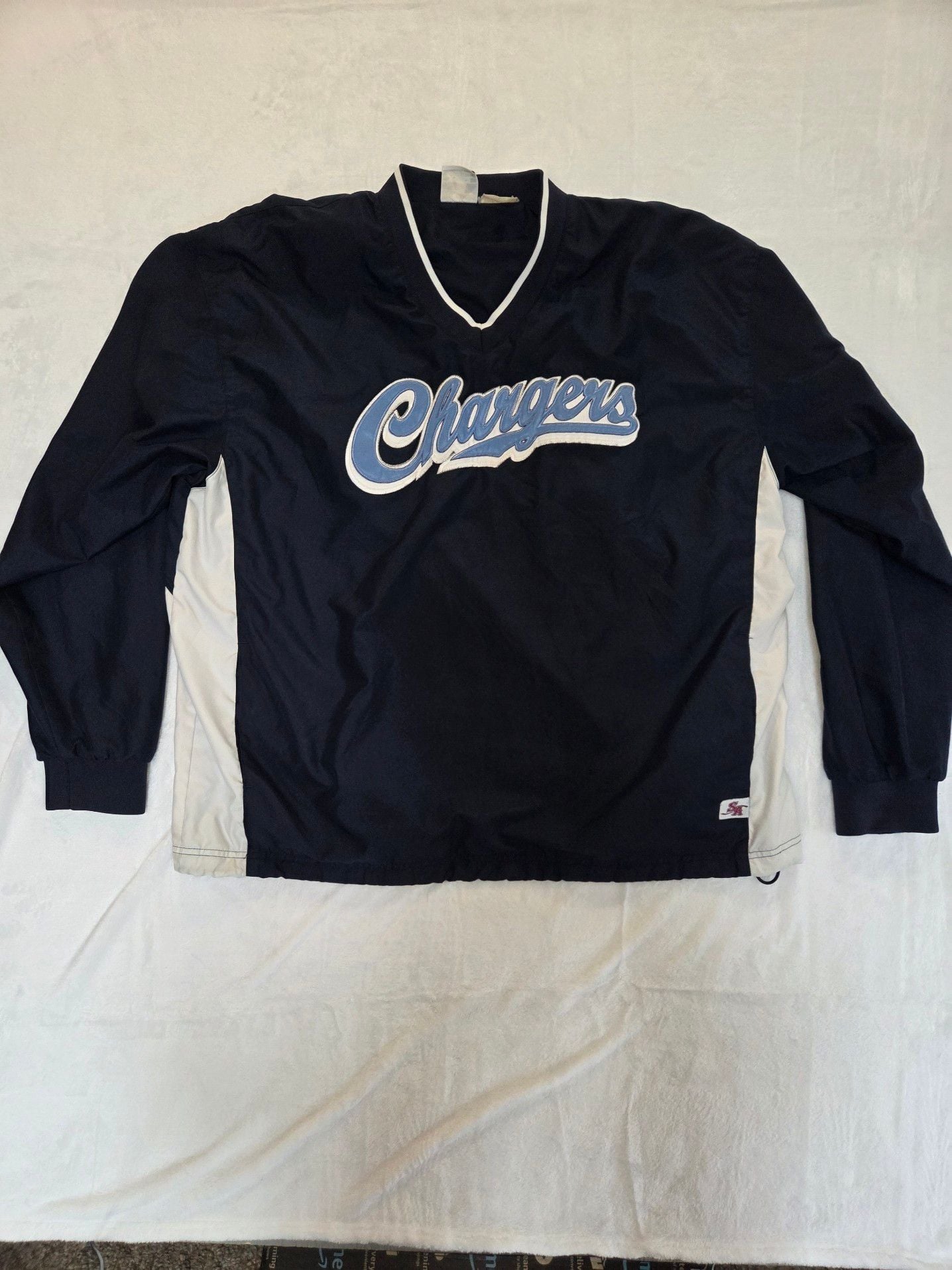 Vintage Sportco Authentic San Diego Chargers V-Neck Windbreaker Pullover Jacket Navy Blue Men's XL 2