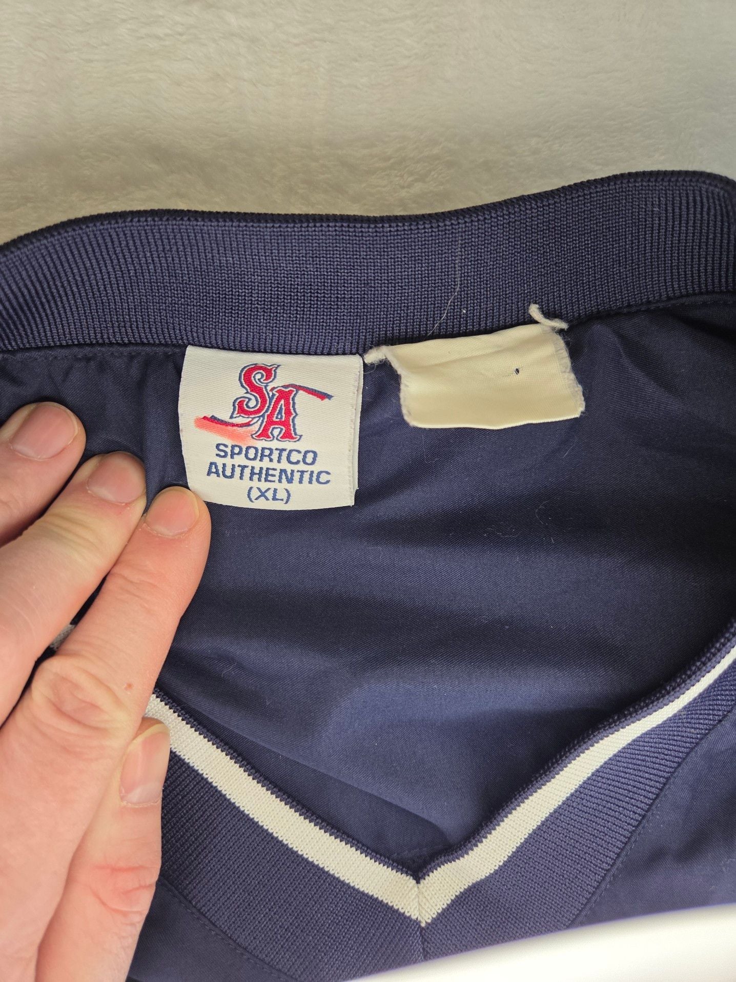 Vintage Sportco Authentic San Diego Chargers V-Neck Windbreaker Pullover Jacket Navy Blue Men's XL 3