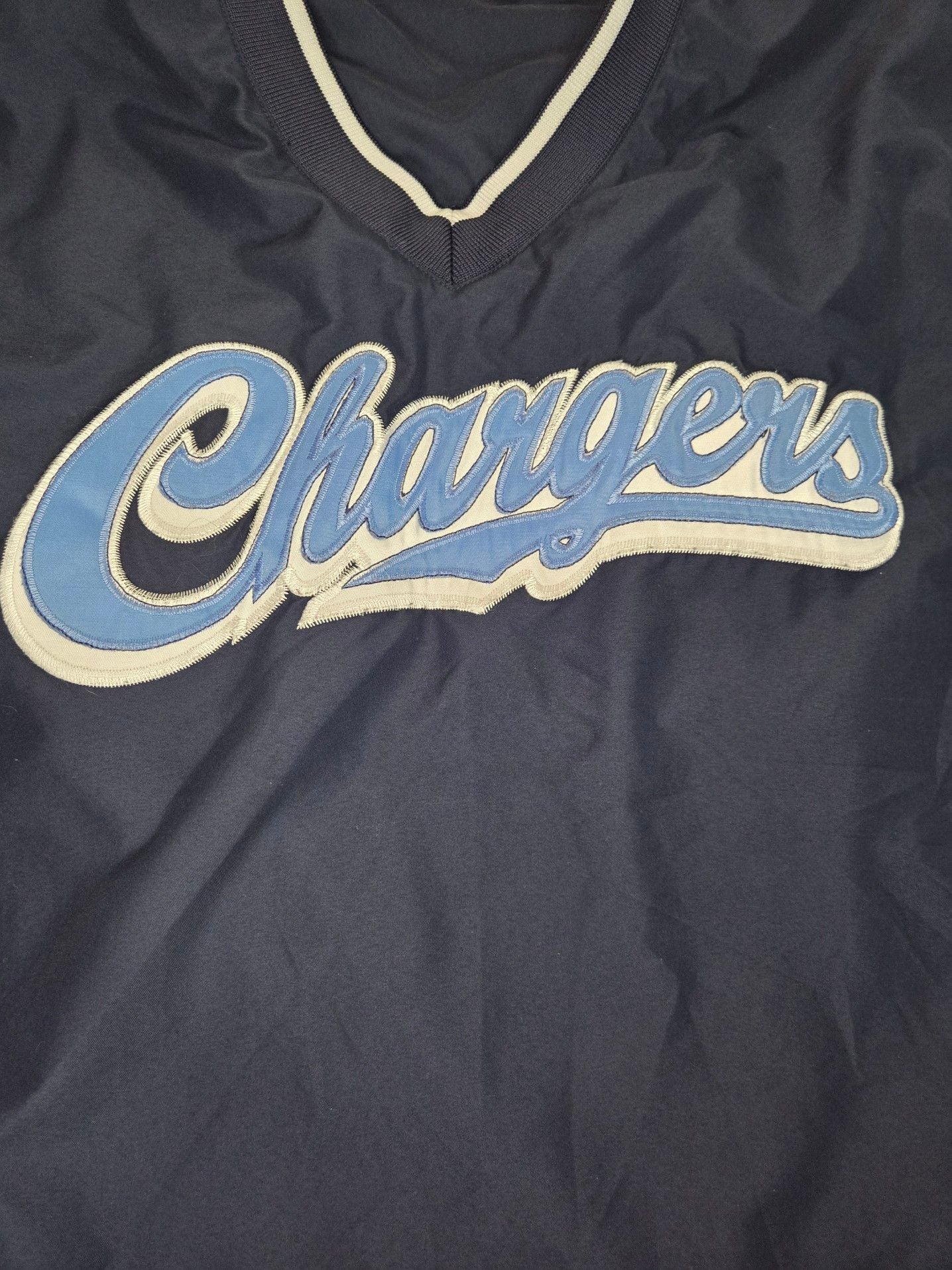 Vintage Sportco Authentic San Diego Chargers V-Neck Windbreaker Pullover Jacket Navy Blue Men's XL 4