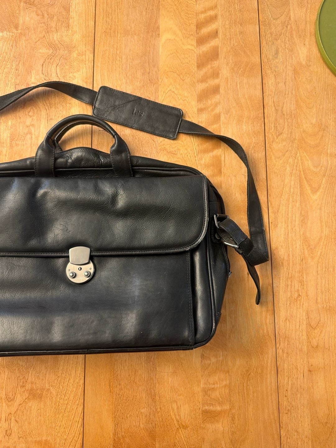 Lodis Los Angeles Black Leather Briefcase Messenger Laptop Bag 4