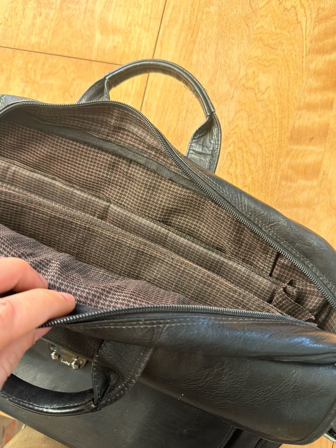 Lodis Los Angeles Black Leather Briefcase Messenger Laptop Bag 5