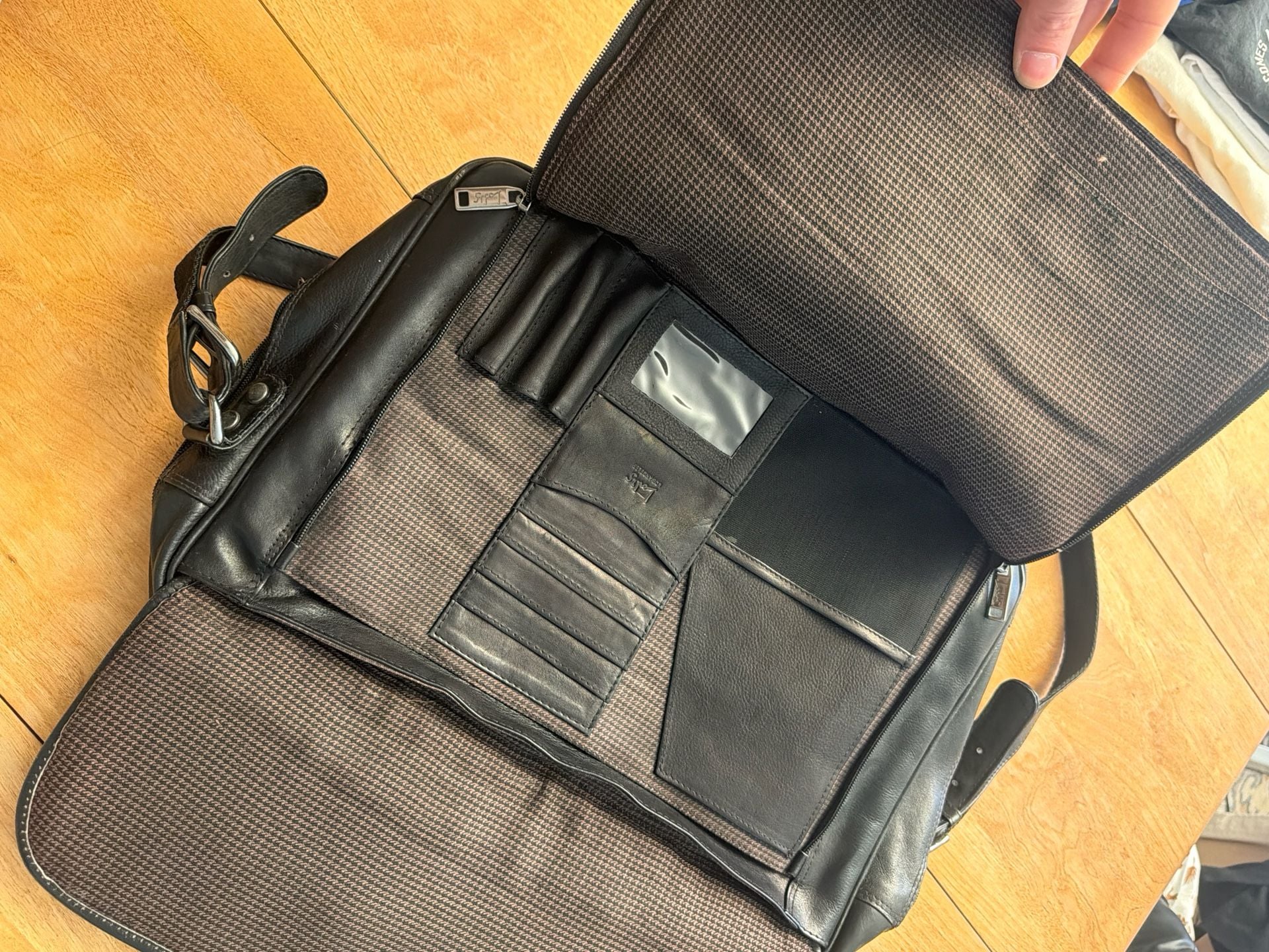 Lodis Los Angeles Black Leather Briefcase Messenger Laptop Bag 8