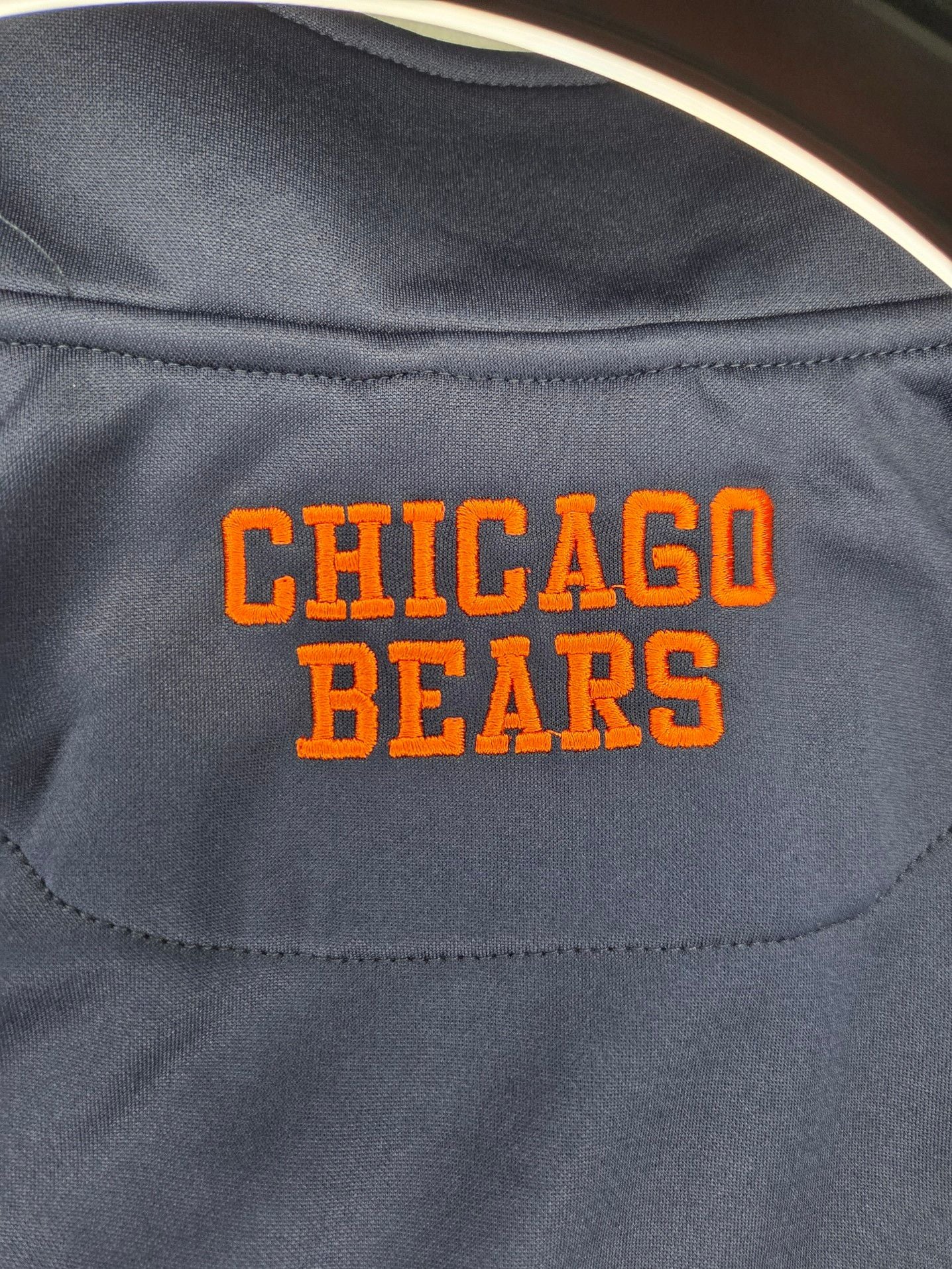 Chicago Bears NFL 1/4 Zip Pullover Men's Large Navy Blue Orange Track Jacket 8