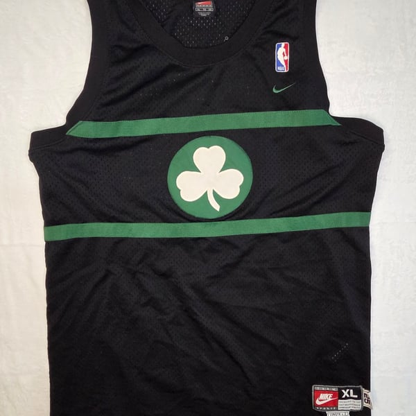 Vintage Nike Paul Pierce Boston Celtics Shooting Shirt Jersey Men's XL Black Green
