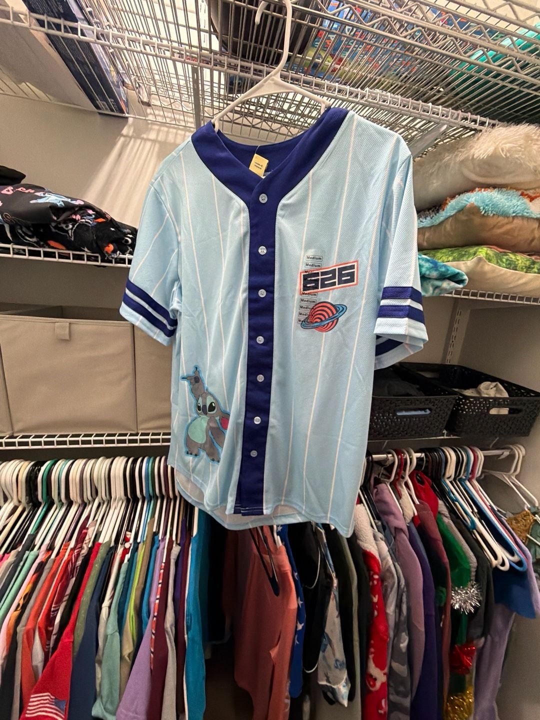 Disney Lilo & Stitch Experiment 626 Pinstripe Baseball Jersey 1