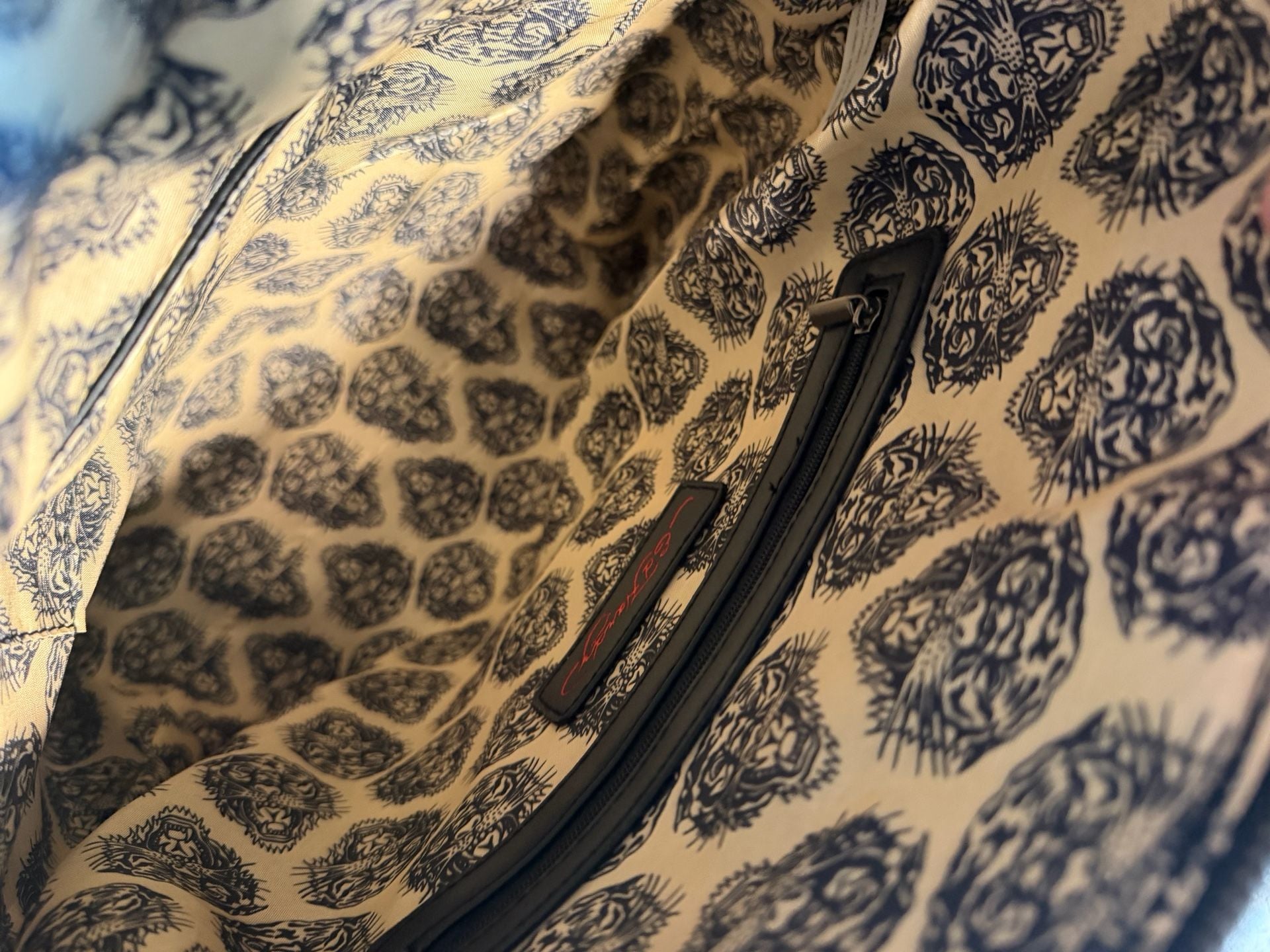 NWT Ed Hardy Black Embossed Skull Leather Backpack Tote with Rhinestones 7