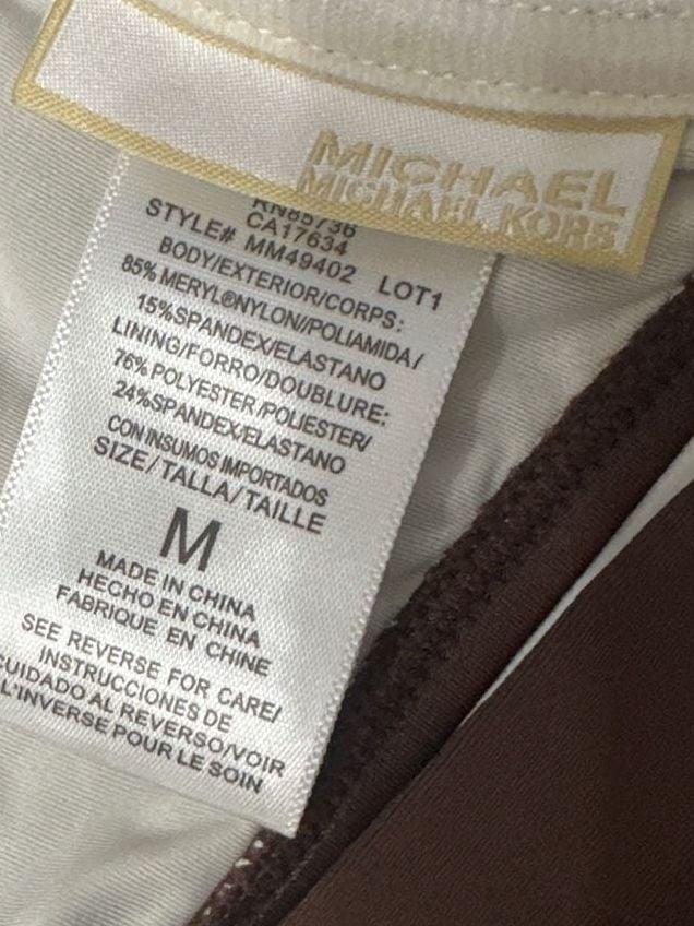 Authentic Michael Kors Brown Halter Bikini Two Piece Set with Gold Hardware 4