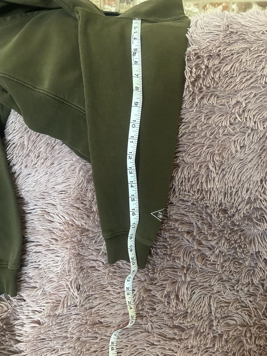 H&M Men's Dark Olive Green LA Graphic Hoodie with Contrast Grey Hood 7