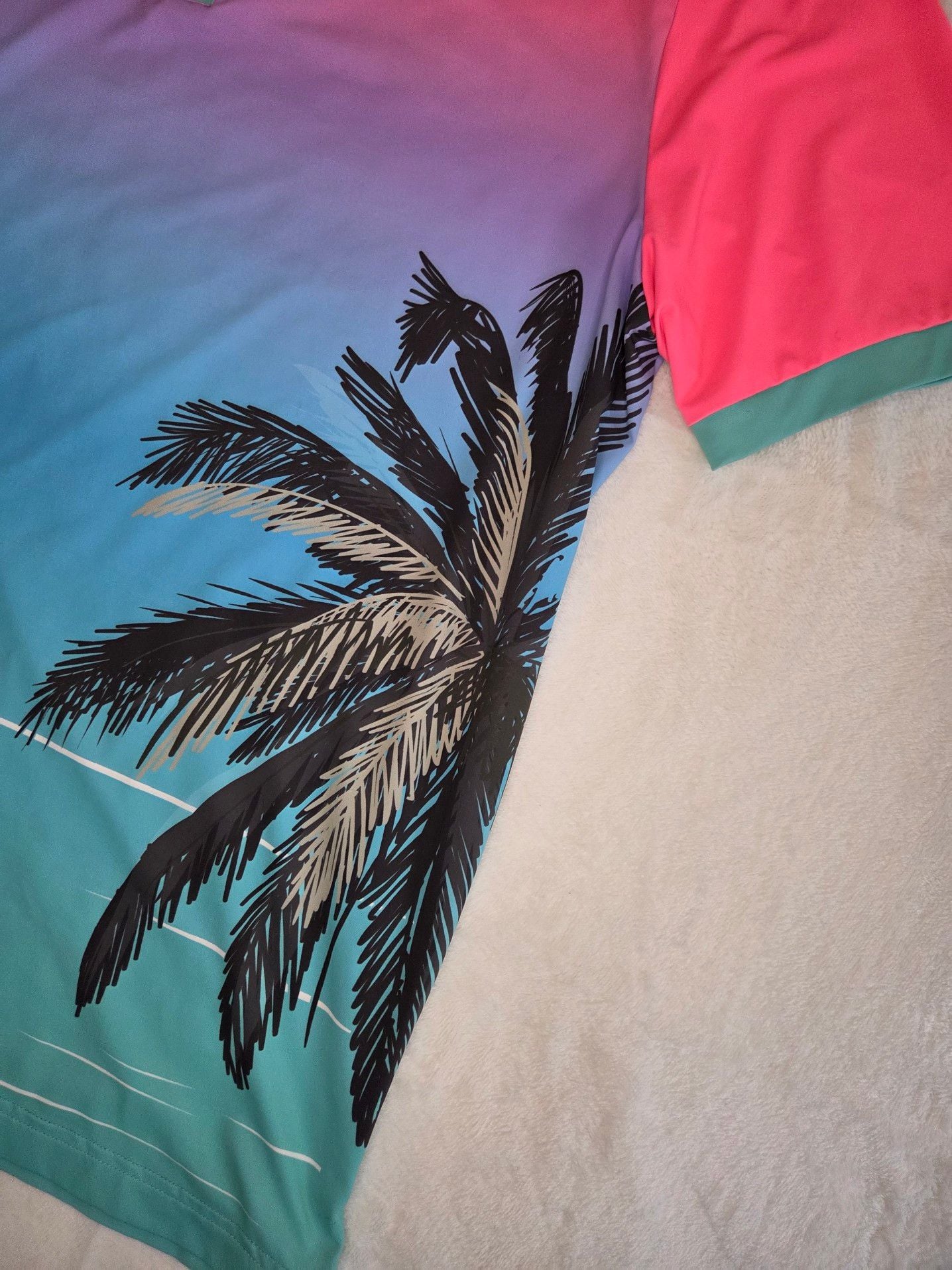 Sunday Swagger Men's XL Miami Vice Palm Tree Gradient Golf Polo Shirt 8