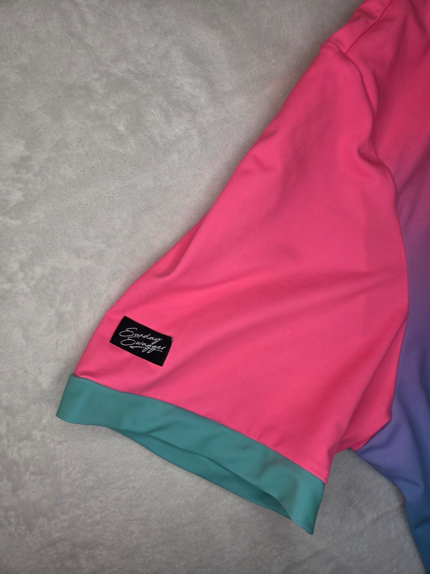 Sunday Swagger Men's XL Miami Vice Palm Tree Gradient Golf Polo Shirt 9