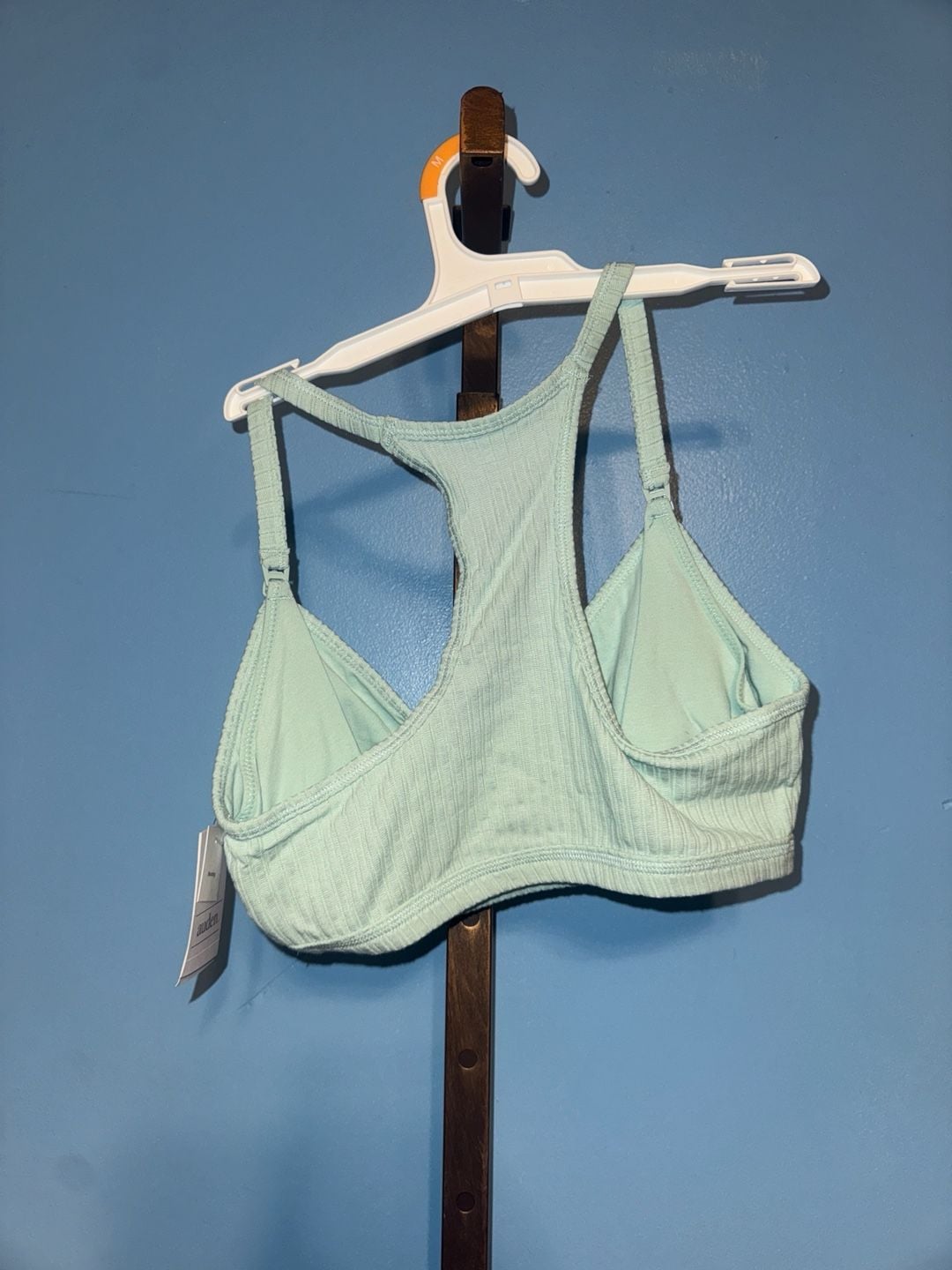 Auden Women's Unlined Ribbed Racerback Nursing Bralette - Mint Green 2