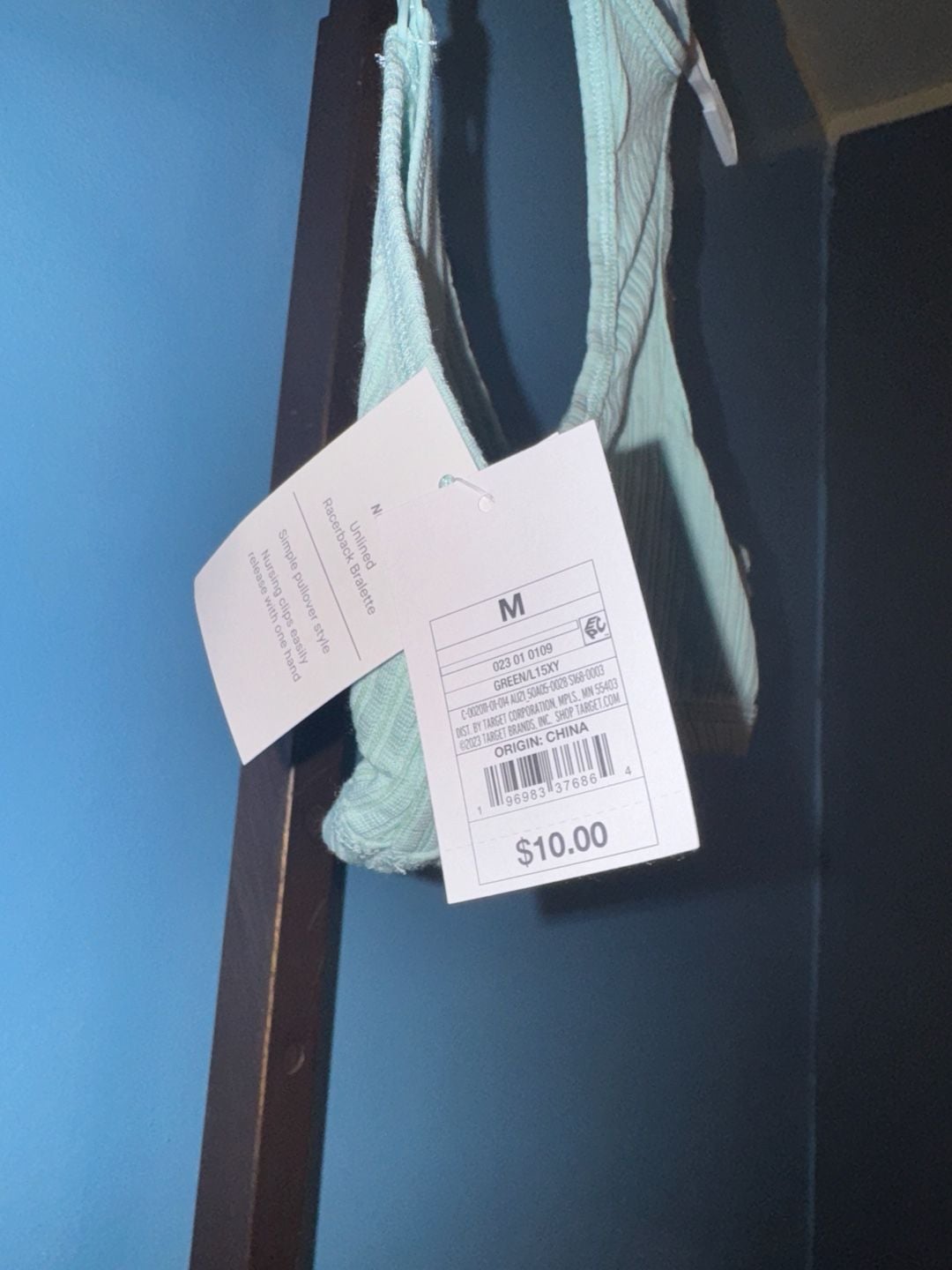 Auden Women's Unlined Ribbed Racerback Nursing Bralette - Mint Green 4
