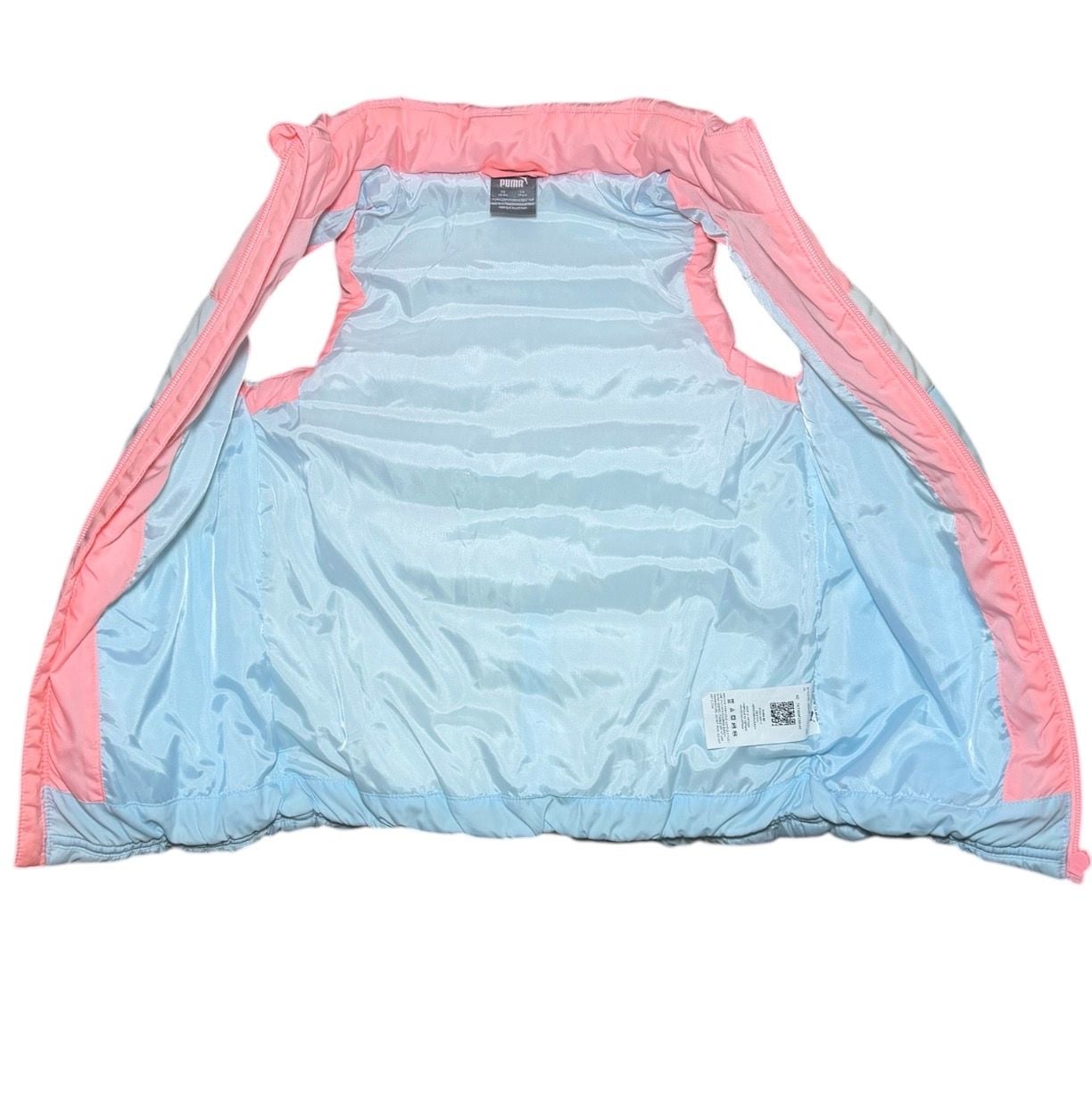 Puma Girls Puffer Vest Pink Blue Colorblock Full Zip Lightweight XS 4/5 3