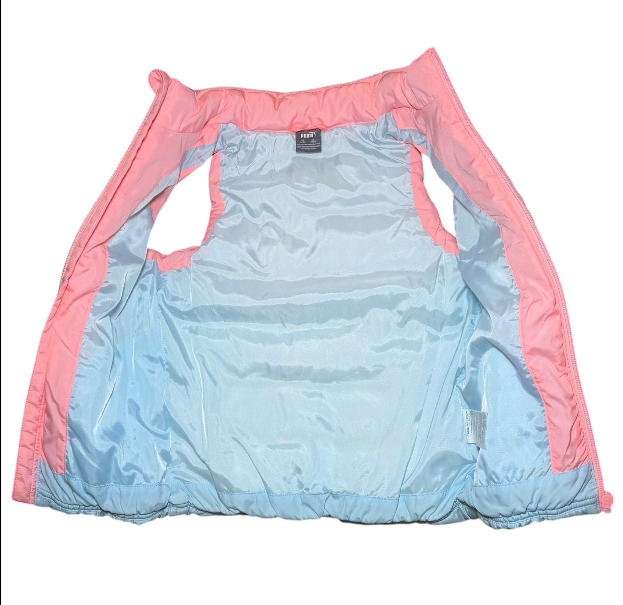 Puma Girls Puffer Vest Pink Blue Colorblock Full Zip Lightweight XS 4/5 5
