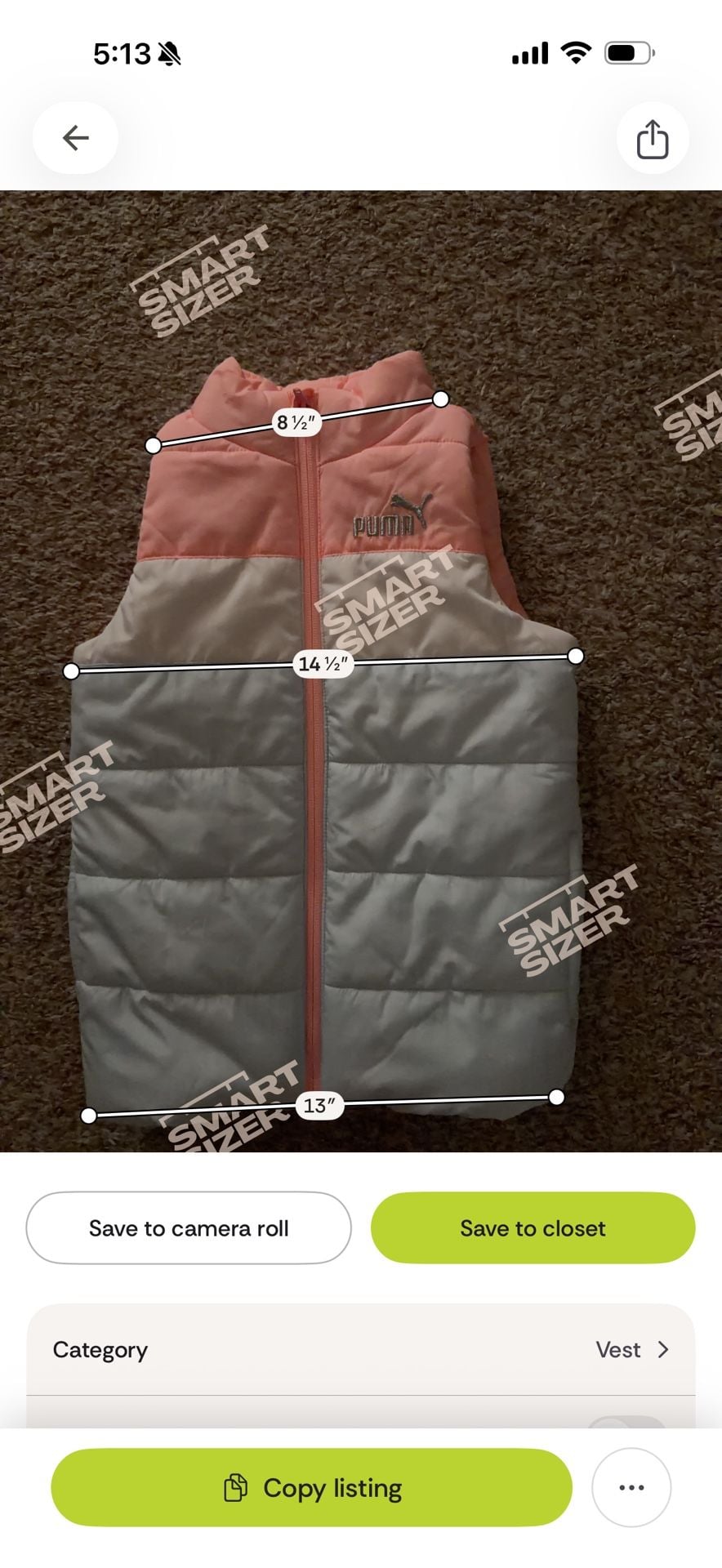 Puma Girls Puffer Vest Pink Blue Colorblock Full Zip Lightweight XS 4/5 6