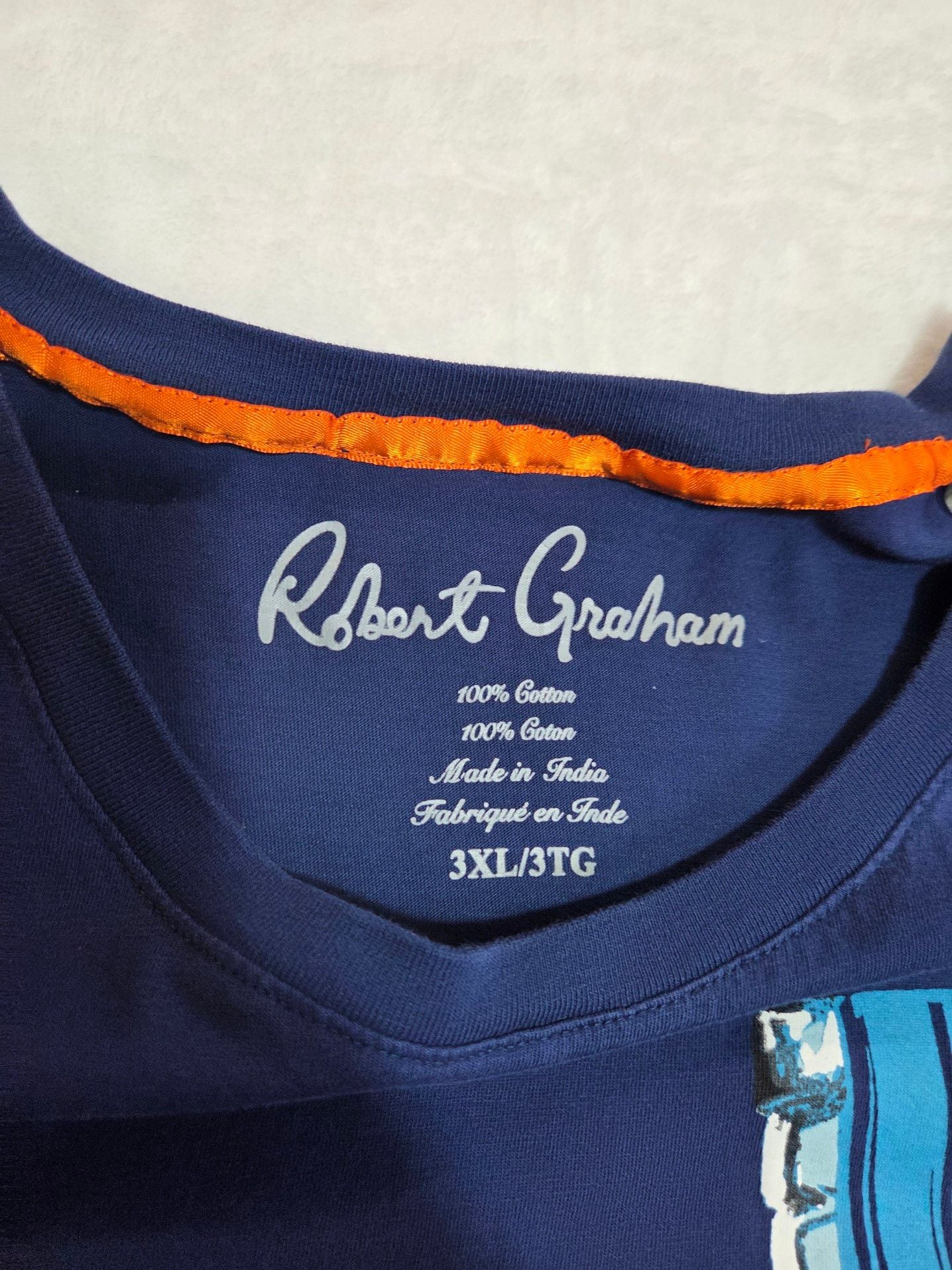Robert Graham Men's 'Time to Drink' Whiskey Graphic T-Shirt Navy Blue Size 3XL 3