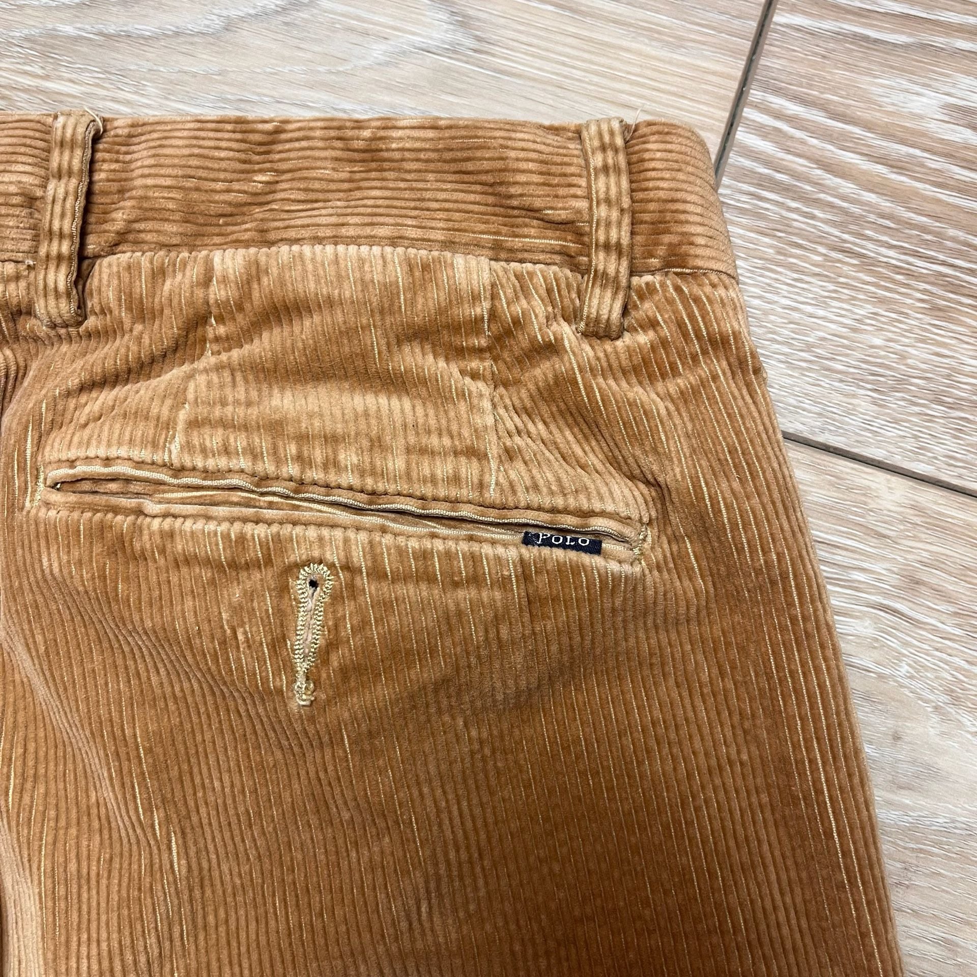 Polo Ralph Lauren 32/32 Tan Brown Corduroy Slim Fit Stretch Trousers 9