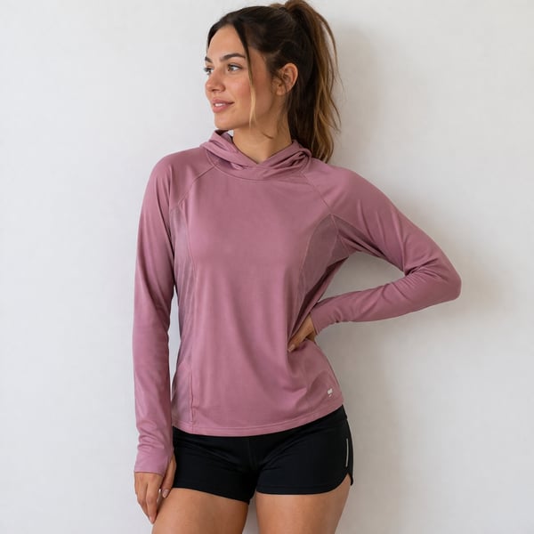 Fabletics Alecia Hooded Pullover Mauve Pink Performance Mesh Hoodie XL