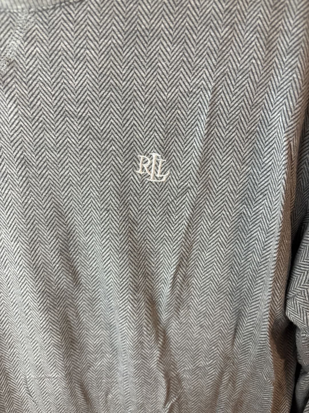 Lauren Ralph Lauren Grey Herringbone Knit Long Sleeve Pajama Loungewear Set 3