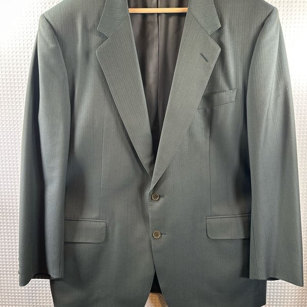 Vintage Canali Milano 2-Piece Suit Pinstripe Wool  Green