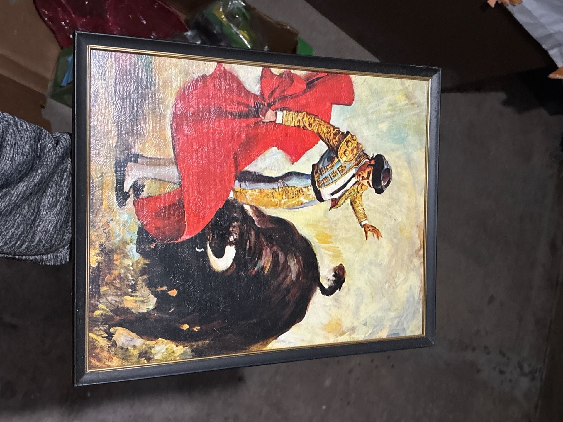 Vintage Rico Tomaso Framed Matador Bullfighter Canvas Textured Lithograph 5
