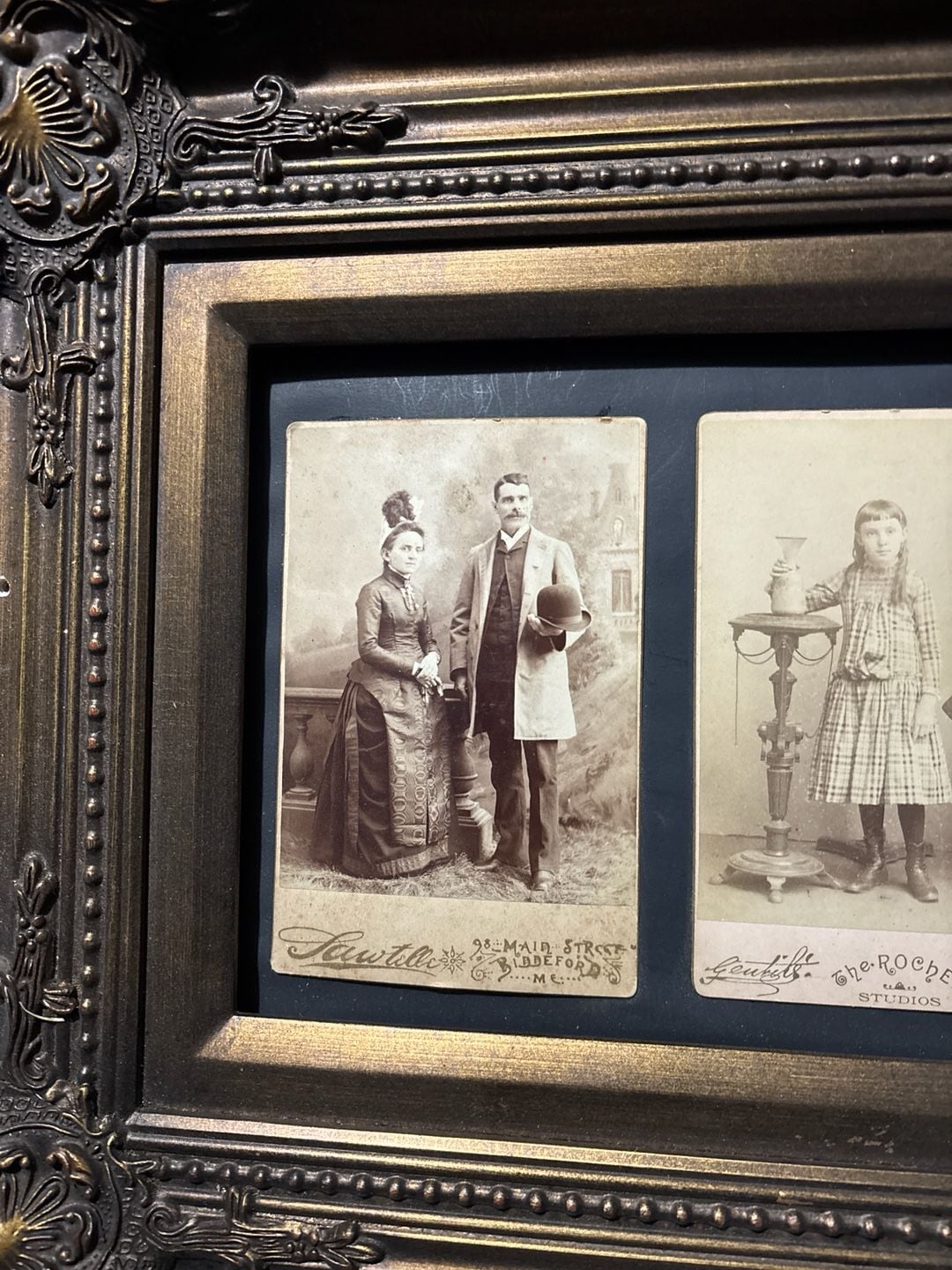 Framed Antique Victorian Cabinet Cards by Sawtelle and The-Rocher Studios 7