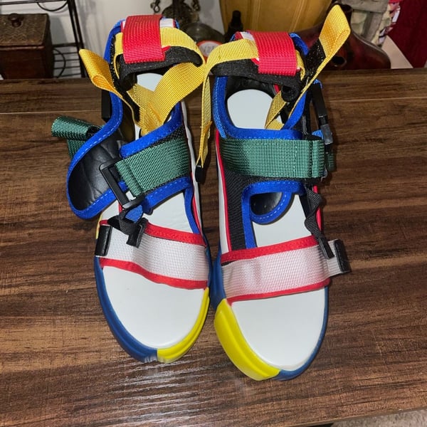 Colorful Foam Platform Open Toe Sandals Closure Straps Fun Unisex Fun Funky