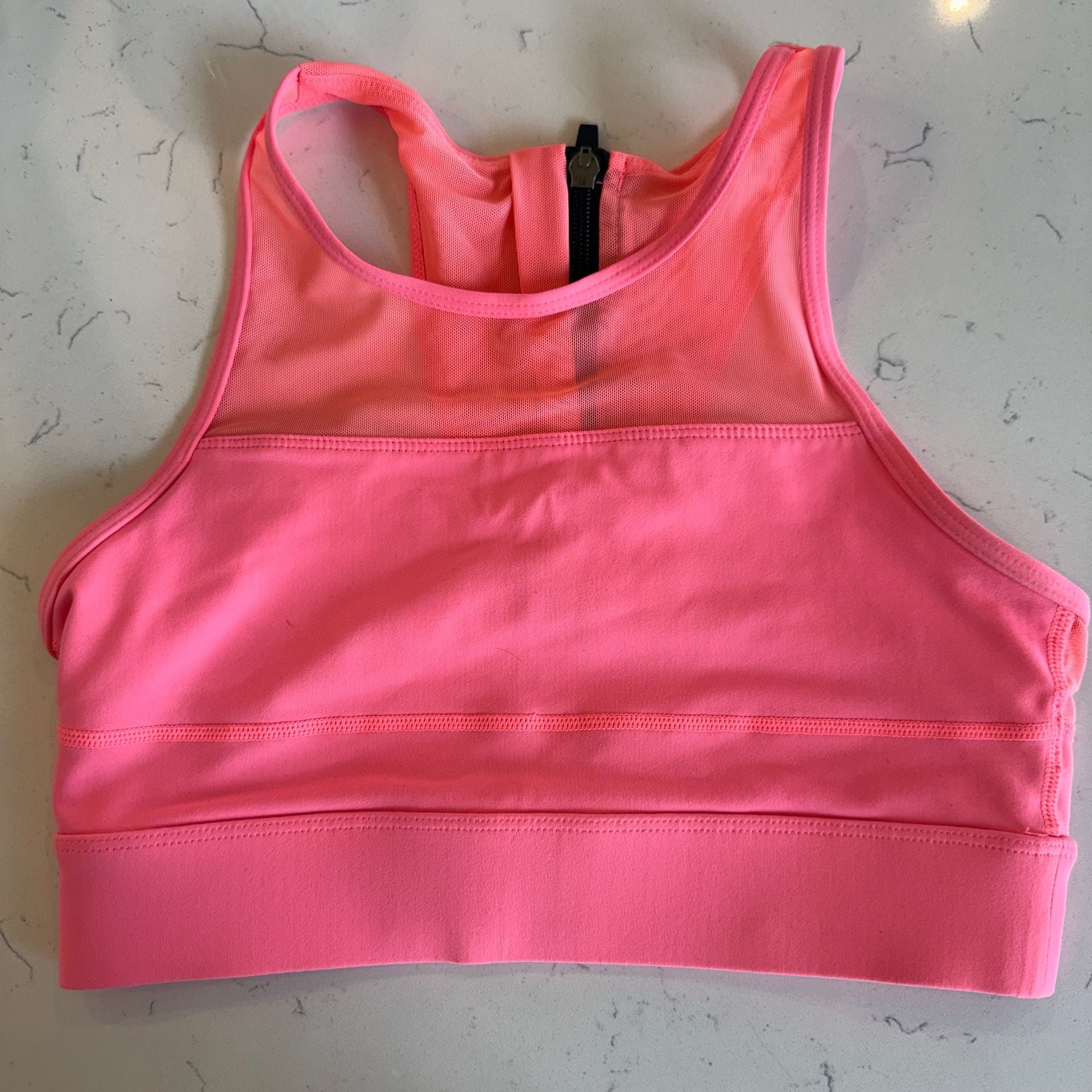 Zyia Active Coral Pink One More Rep All Star Bra High Neck Zip Back Sports Bra 2