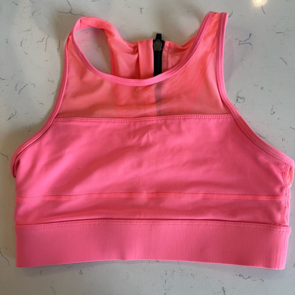 Zyia Active Coral Pink One More Rep All Star Bra High Neck Zip Back Sports Bra