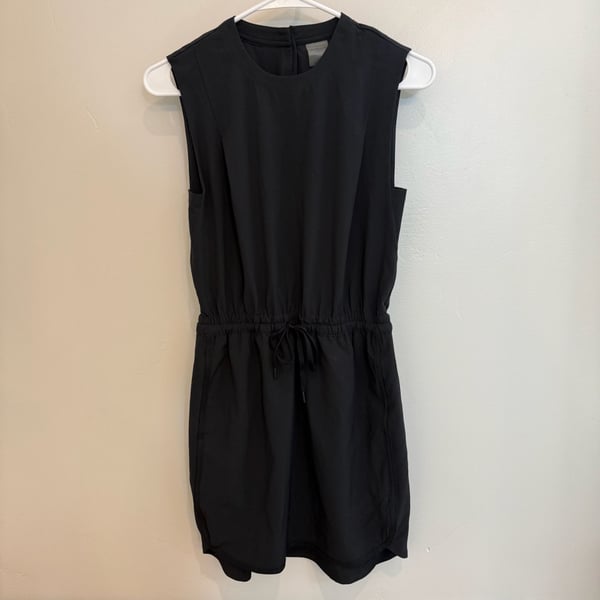 Calia Women's Roll Sleeveless Pure Black swim coverup dress XS tie waist