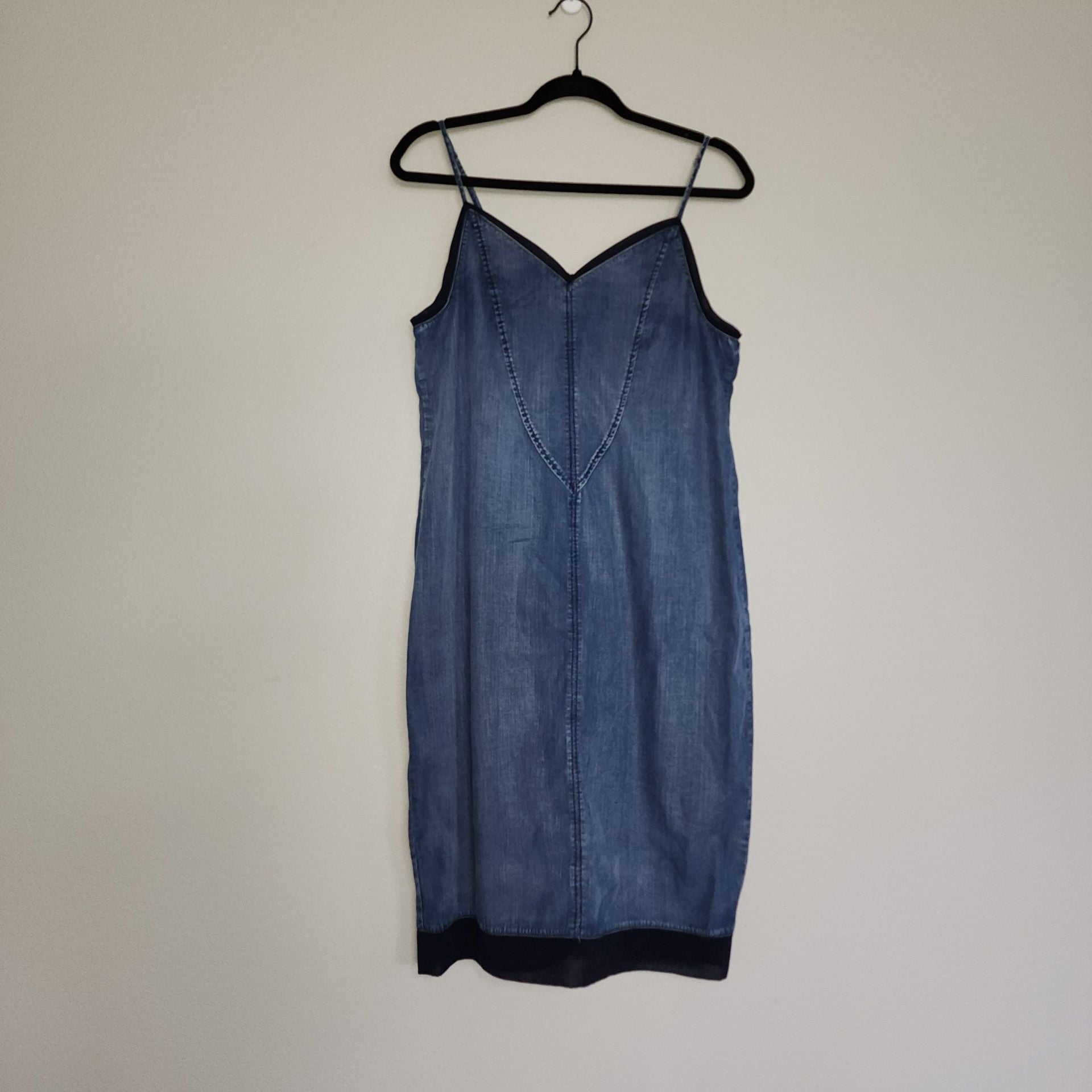 Standards & Practices Mikhail V-Neck Indigo Tencel Denim Bodycon Midi Dress 3