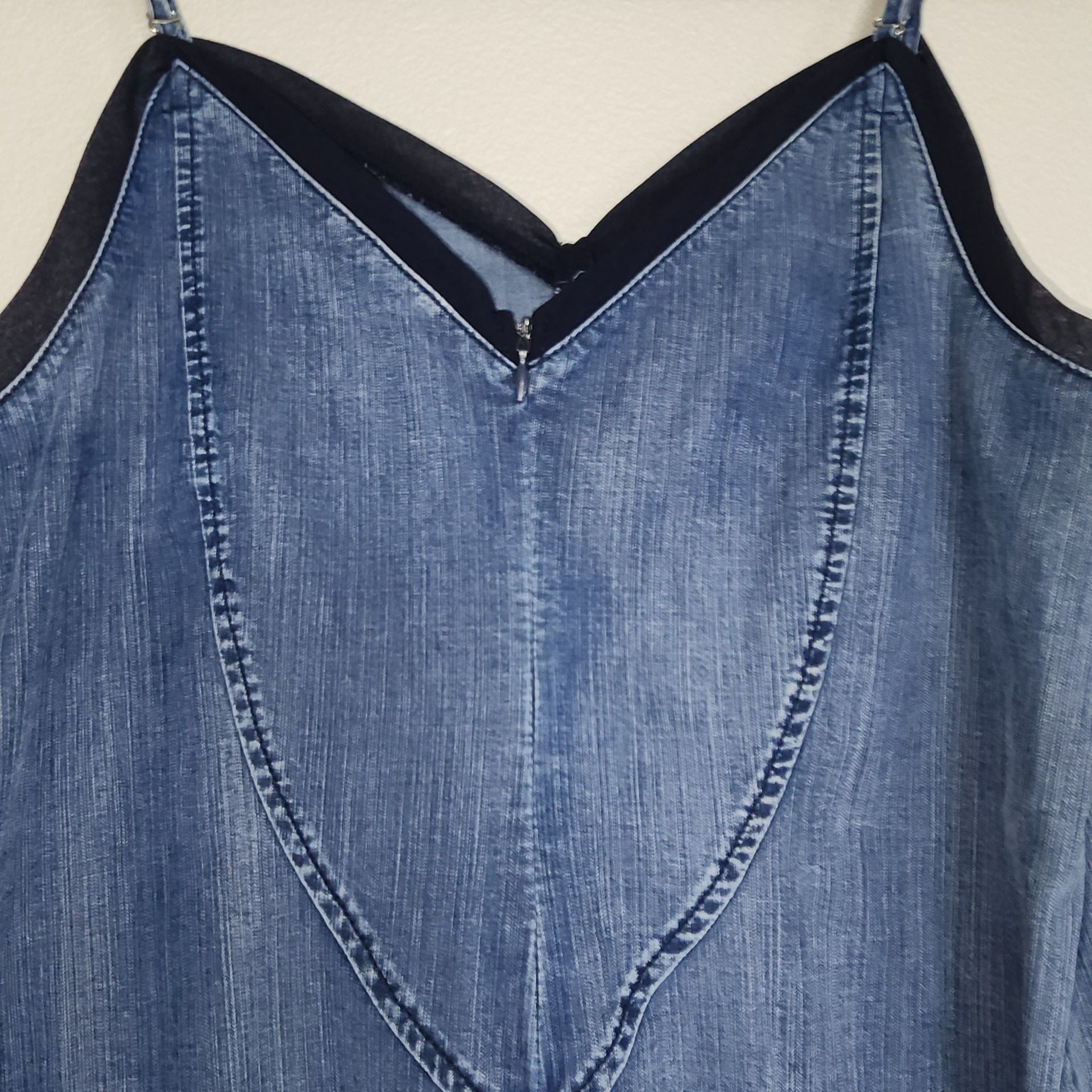 Standards & Practices Mikhail V-Neck Indigo Tencel Denim Bodycon Midi Dress 5