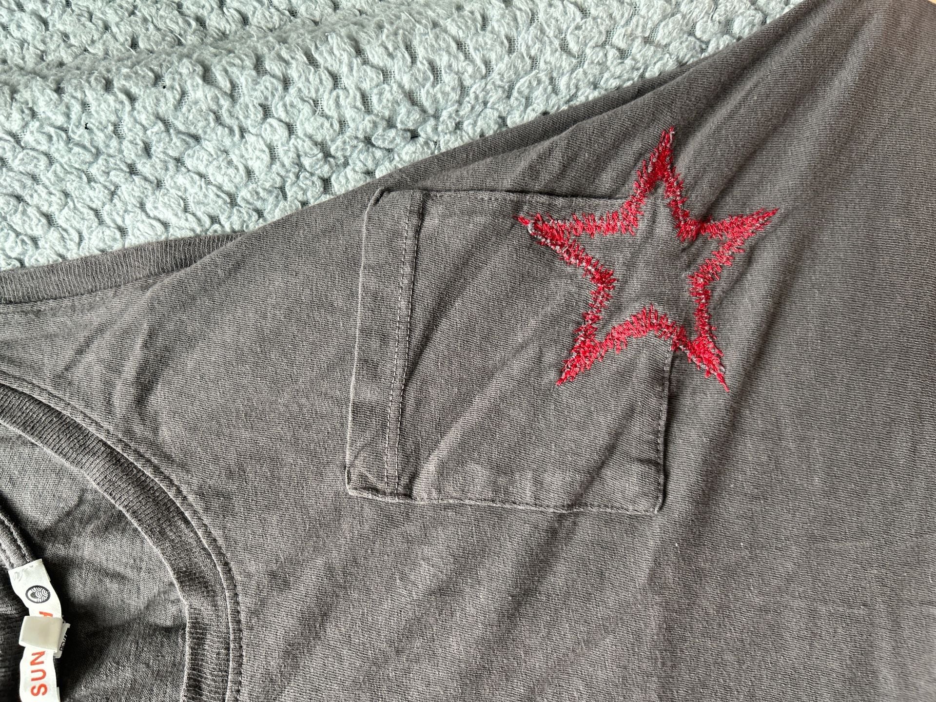 SUNDRY Charcoal Grey Embroidered Star Pocket Tank Top 3
