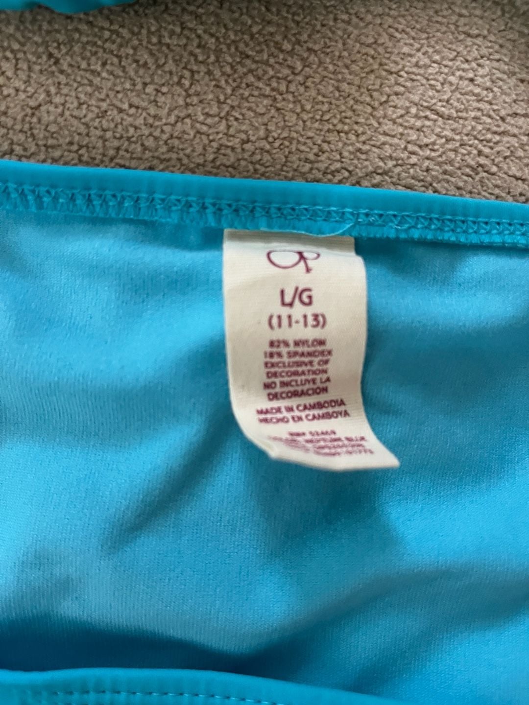 NWT Ocean Pacific OP Turquoise Blue 2-Piece Triangle Bikini Set Large (11-13) 2