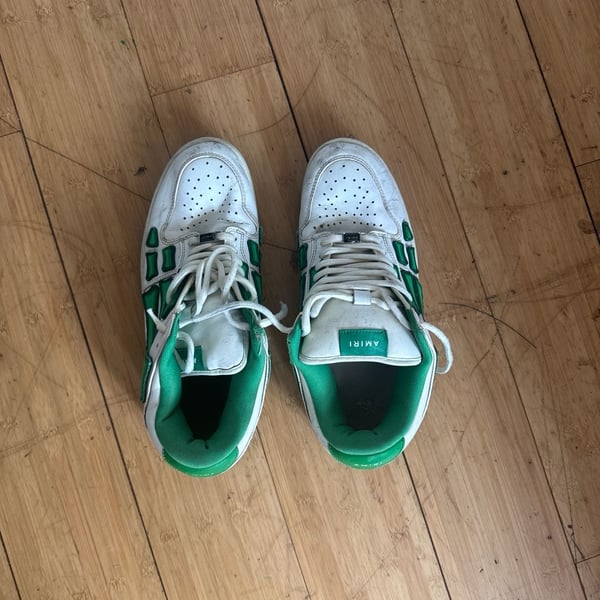 AMIRI Skel-Top Low Sneakers In White and Green