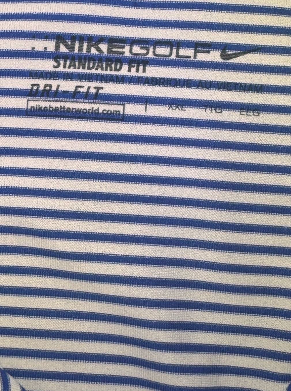 Nike Golf Dri-Fit Standard Fit Blue and White Striped Polo Shirt Size XXL 5