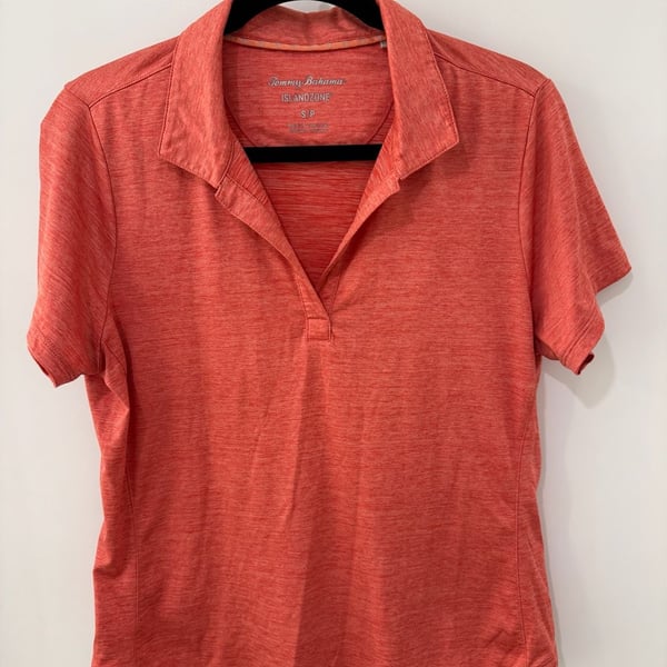 Tommy Bahama Women's IslandZone Space Dye Golf Polo Color Coral Red Size S