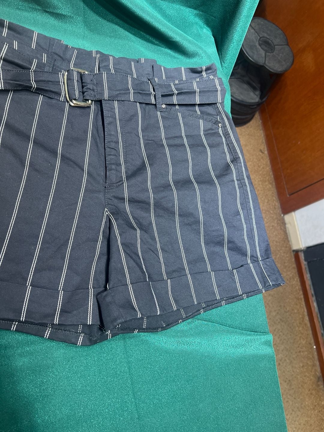 White House Black Market High Rise 5 Inch Pinstripe Belted Shorts 7