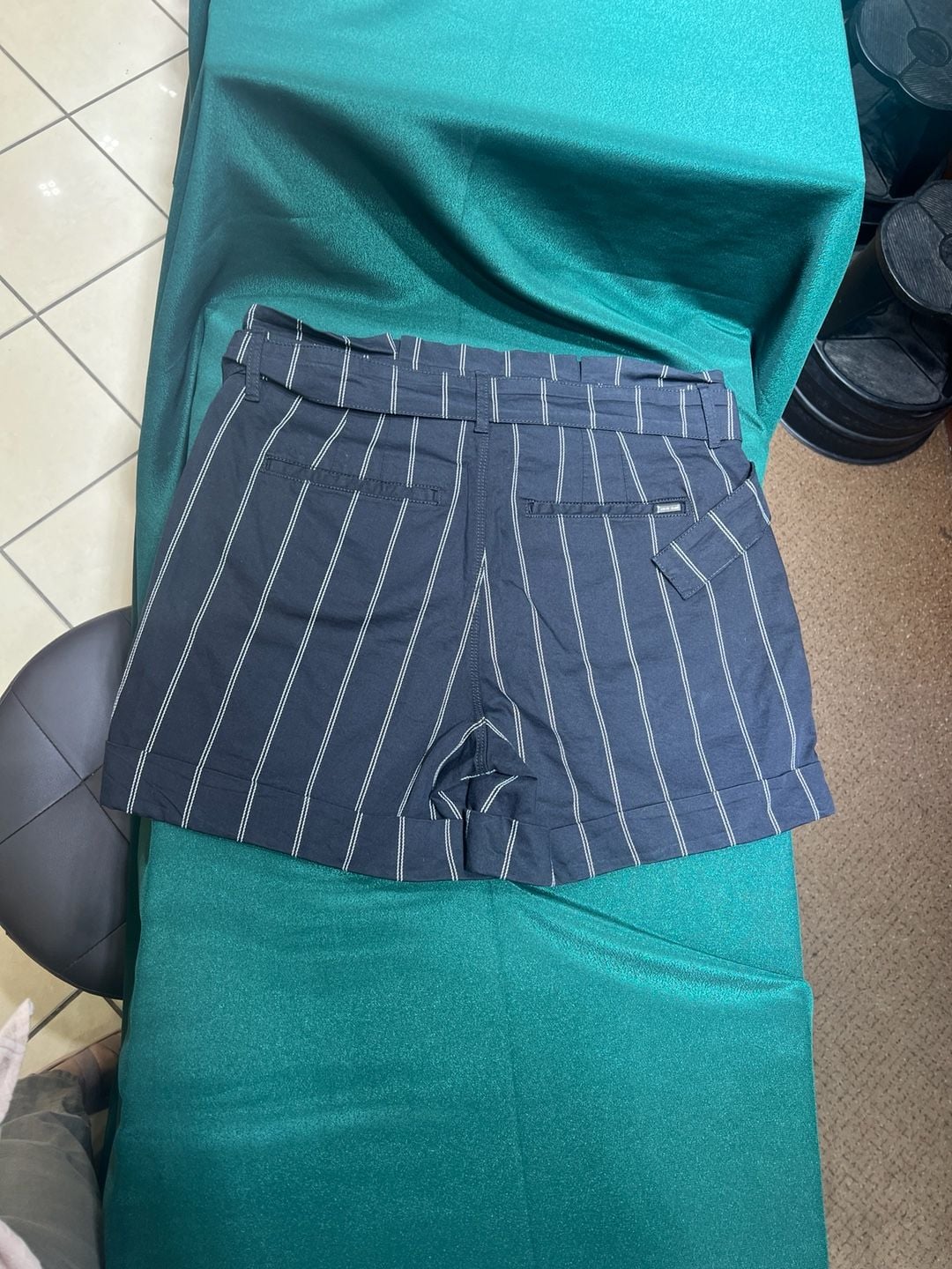 White House Black Market High Rise 5 Inch Pinstripe Belted Shorts 9