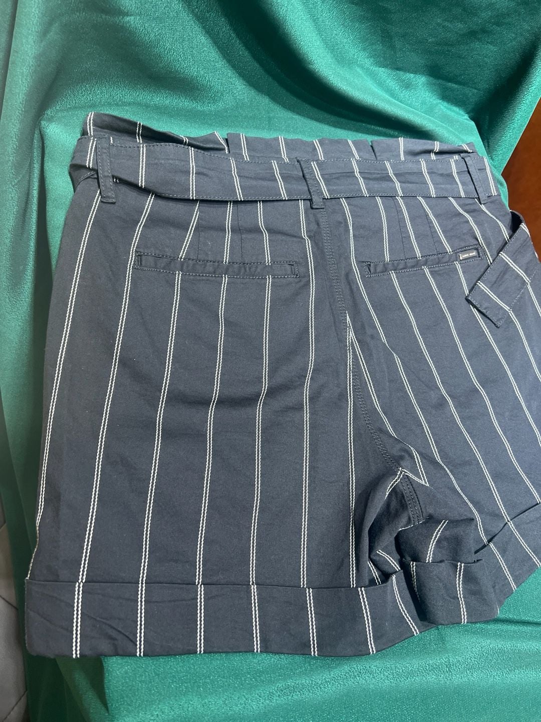 White House Black Market High Rise 5 Inch Pinstripe Belted Shorts 13