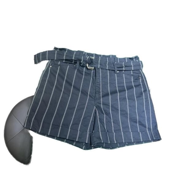 White House Black Market High Rise 5 Inch Pinstripe Belted Shorts