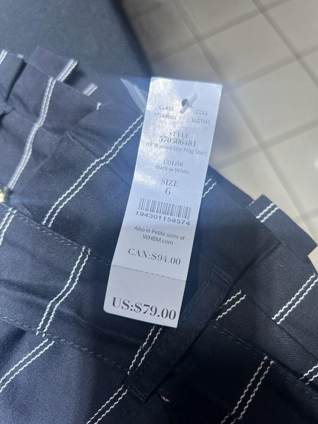 White House Black Market High Rise 5 Inch Pinstripe Belted Shorts 14