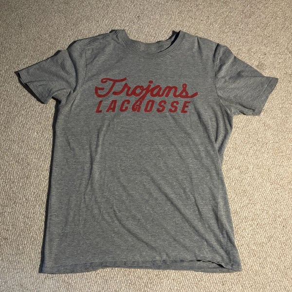 Nike Men's USC Trojans Lacrosse Athletic Cut Grey Graphic T-Shirt Medium