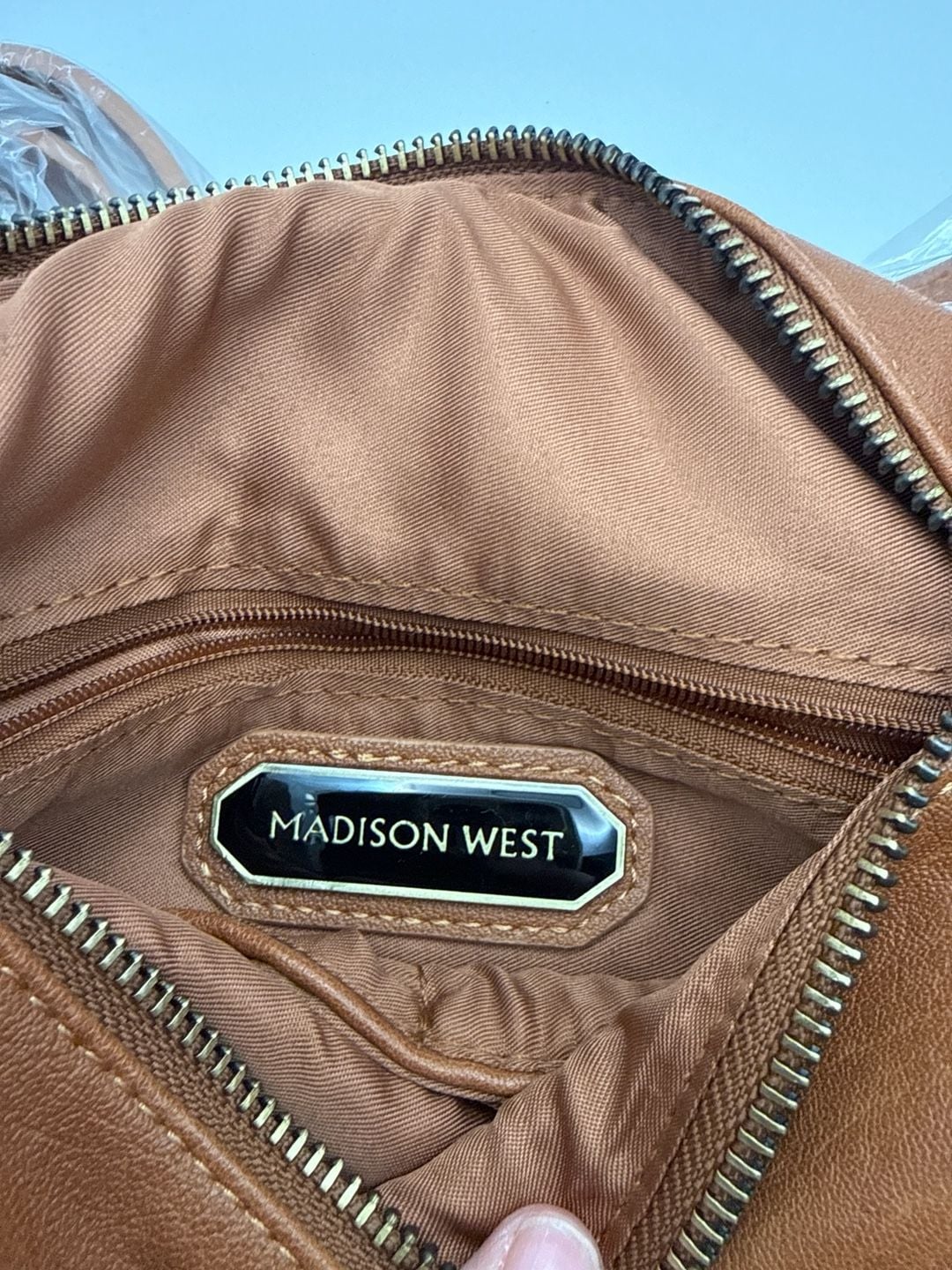 Madison West Brown Vegan Leather Crossbody Hobo Bag with Detachable Strap 4
