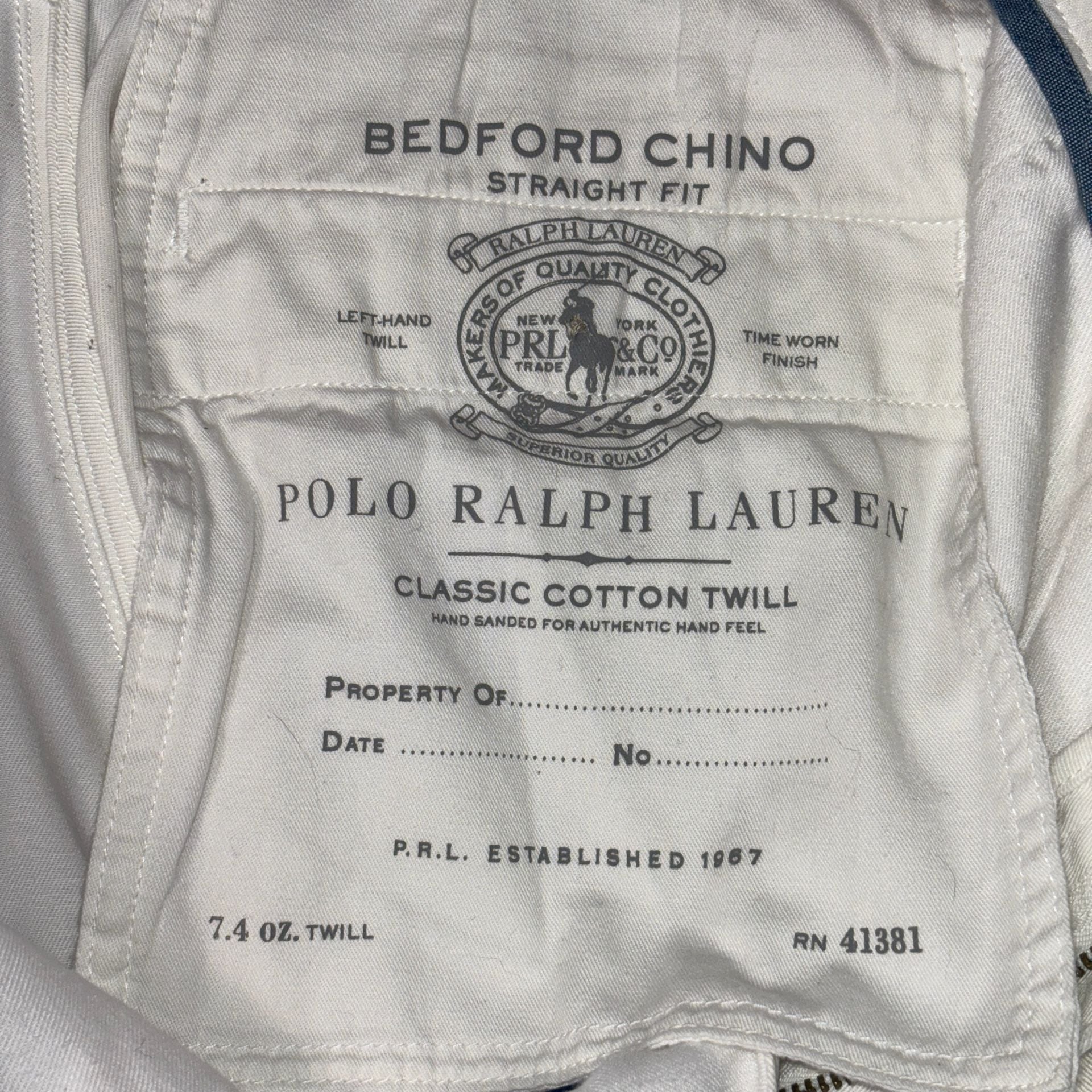 Polo Ralph Lauren Bedford Chino Straight Fit White Cotton Twill Pants 29/30 8