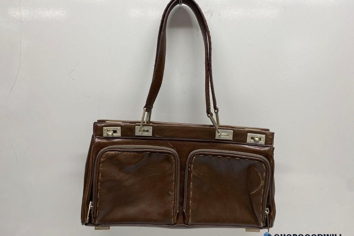 Vintage Lancel Paris Balancel Brown Sculptural Leather Satchel Handbag 2