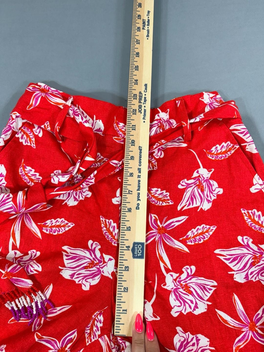 Maison d'Amélie Paris NWT Red Floral Beaded Linen Blend Wide Leg Pants Sz XS 11