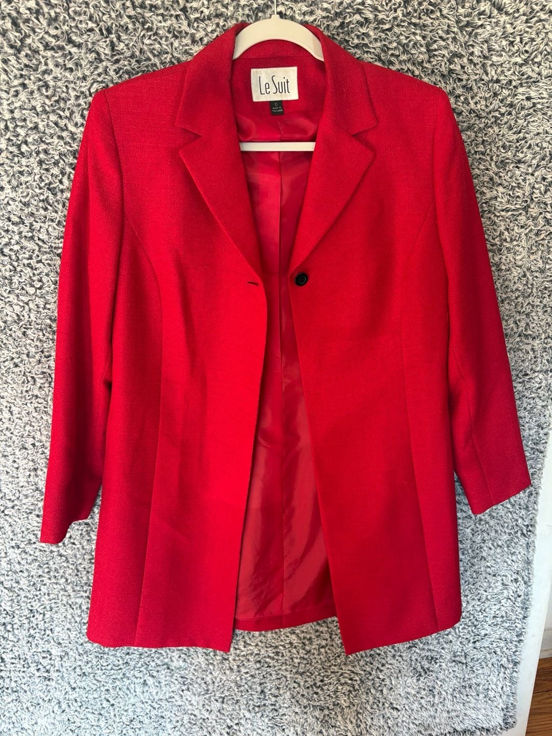 Le Suit Red Single Button Longline Blazer Jacket Size 10 5